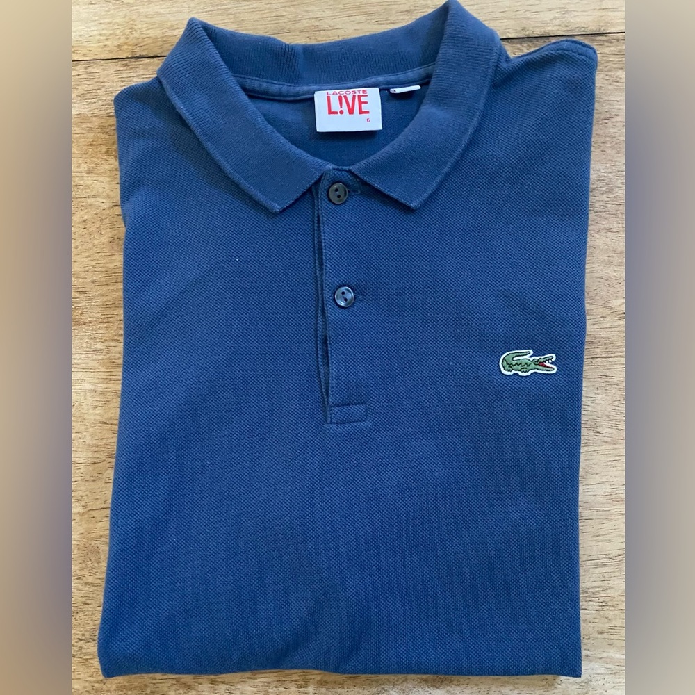 LacosteL!ve Men’s Eur 6/US Large Blue Cotton Pique Knit Short Sleeve Polo Shirt‎